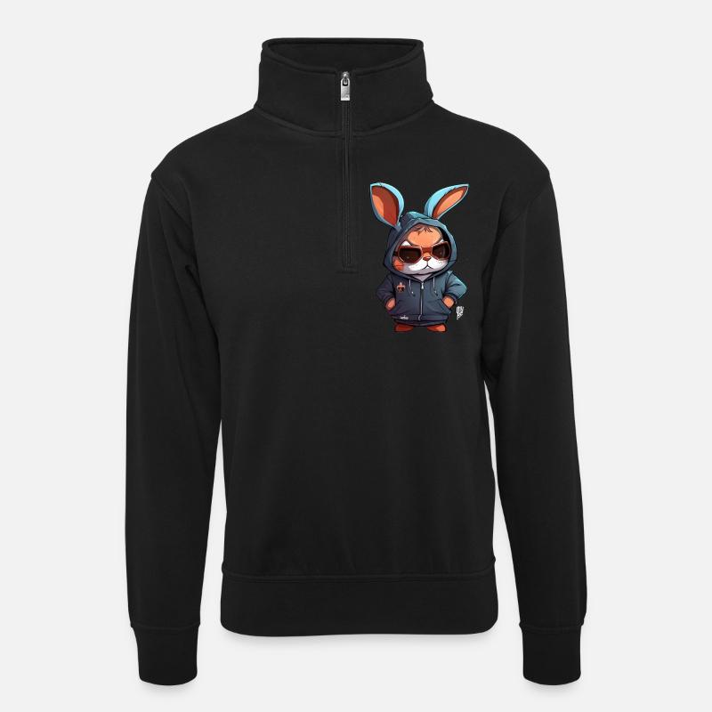 Rabbit 4 - Unisex sweater with zip collar - black