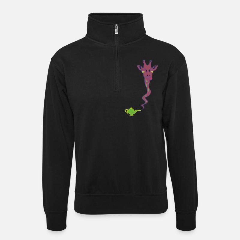 Wunderaffe - Wunderlampe mit Giraffe Geschenk - Unisex Pullover mit Zip-Kragen - Schwarz