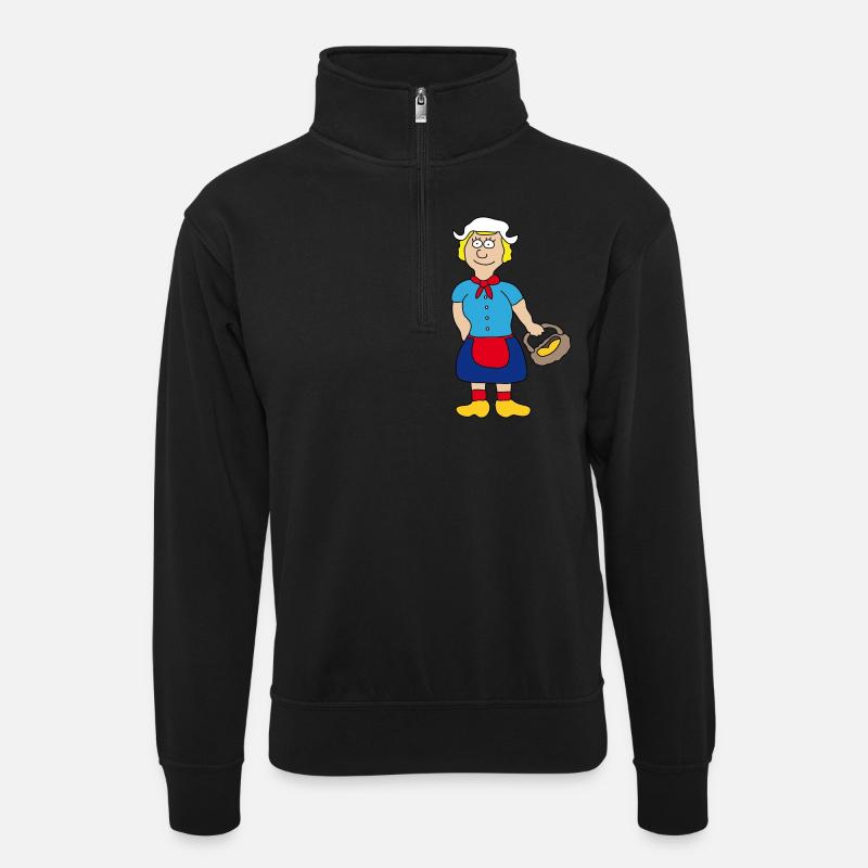Niederlande - Unisex Pullover mit Zip-Kragen - Schwarz