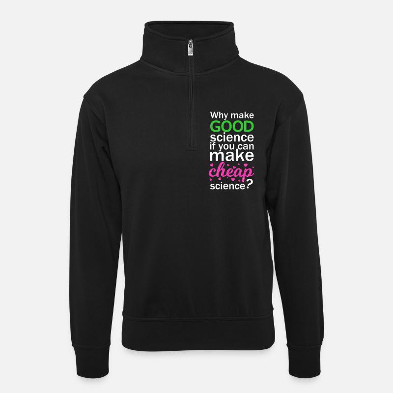 Cheap Science - Unisex Pullover mit Zip-Kragen - Schwarz