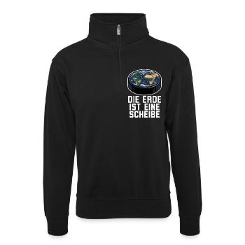 Die Erde Ist Eine Scheibe Eishockey - Unisex Pullover mit Zip-Kragen - Schwarz - Vorne