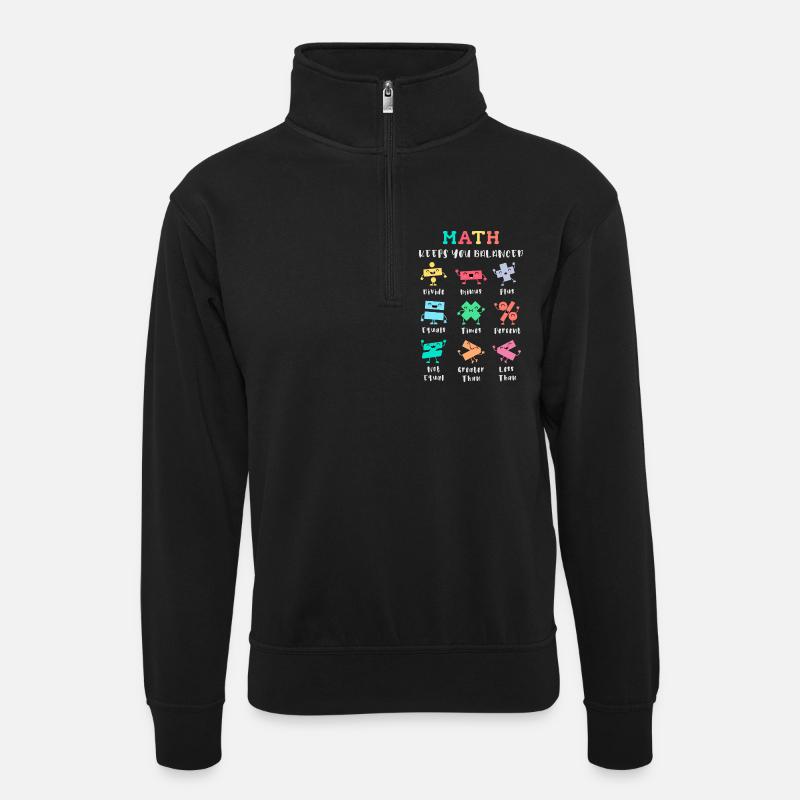 Math keeps you balanced - Unisex sweater with zip collar - black