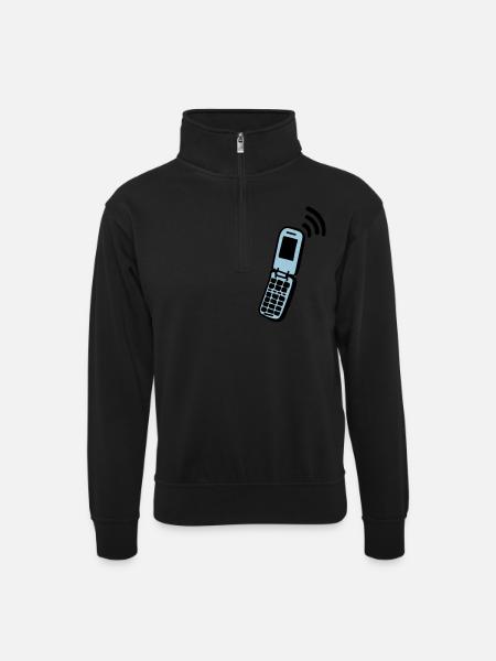 Handy - Unisex Pullover mit Zip-Kragen - Schwarz