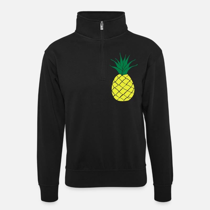 Ananas 2c - Unisex Pullover mit Zip-Kragen - Schwarz