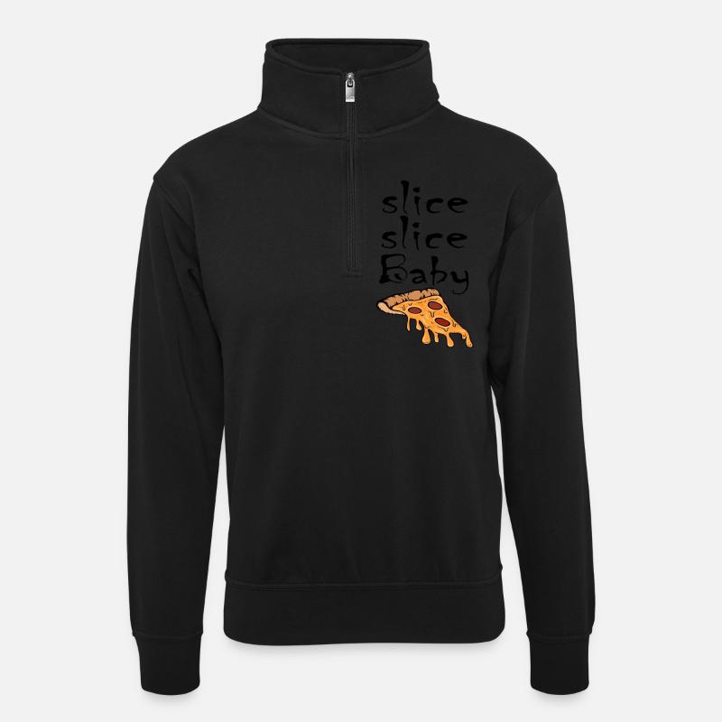 Slice Slice Baby Pizza Slice - Unisex sweater with zip collar - black