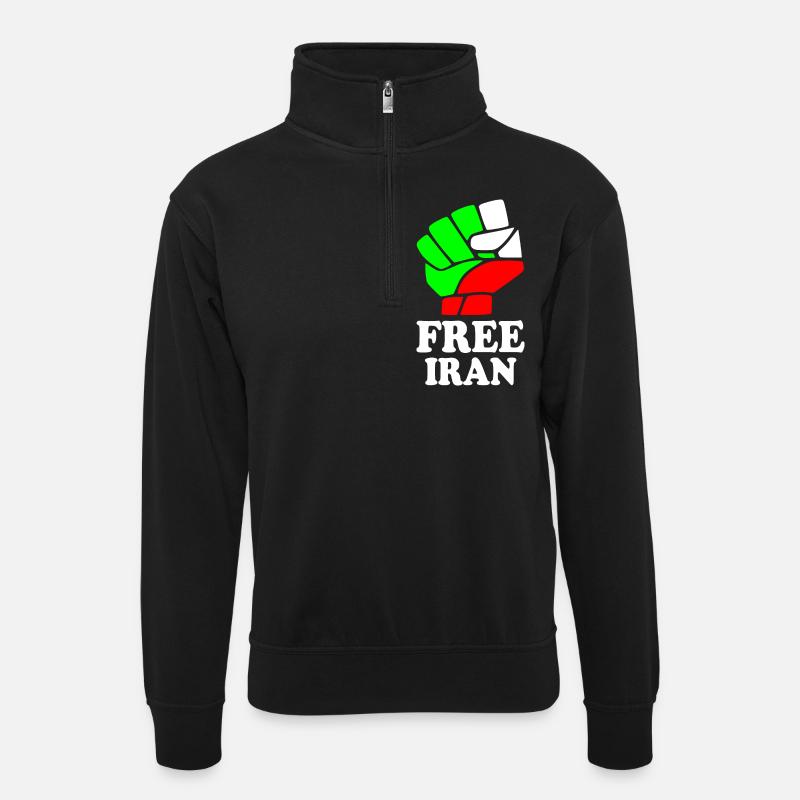 Free iran - Sweat col montant zippé unisexe - noir