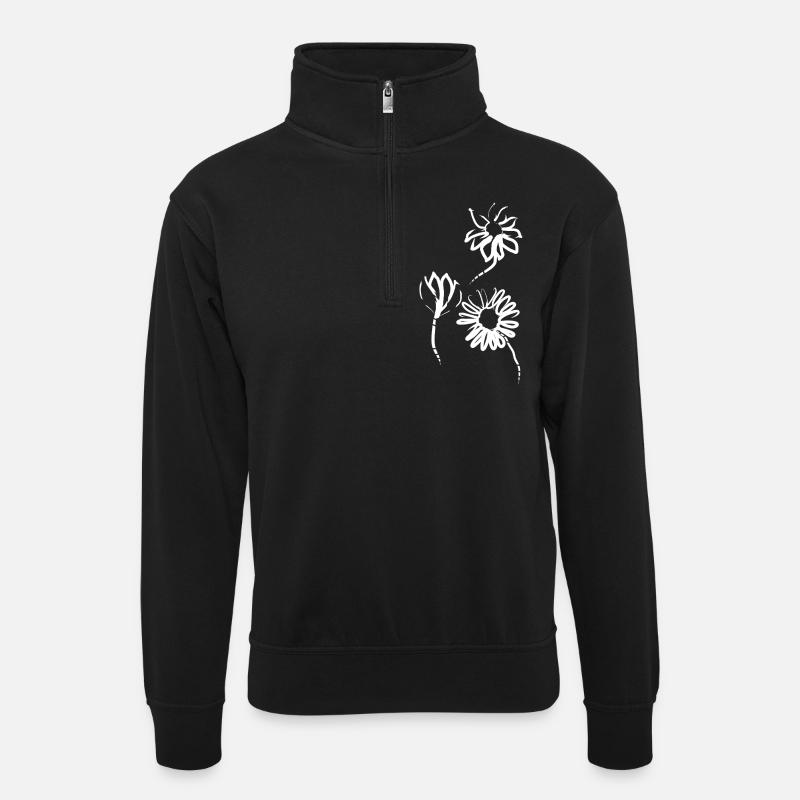 Fleurs printanières - Sweat col montant zippé unisexe - noir
