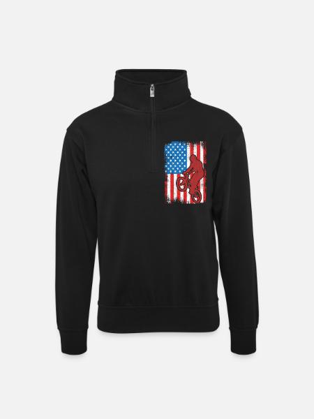 BMX USA - Unisex Pullover mit Zip-Kragen - Schwarz