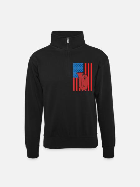 Tuba USA Flag - Unisex sweater with zip collar - black