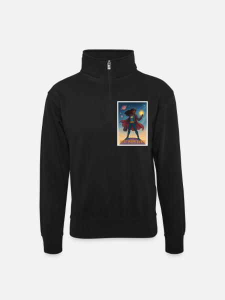 Best Mom Ever Superhero Poster - Unisex sweater with zip collar - black