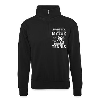 L’homme idéal un mythe sauf s’il joue au tennis - Sweat col montant zippé unisexe - noir - Devant