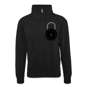 Lock padlock - Unisex sweater with zip collar - black - Front