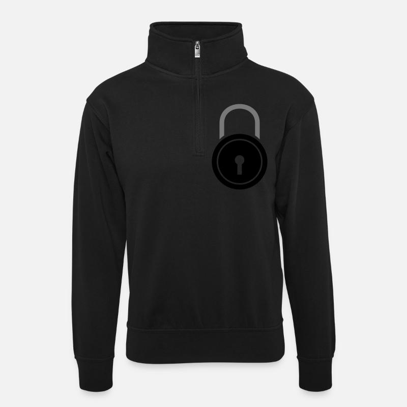 Schloss Vorhängeschloss - Unisex Pullover mit Zip-Kragen - Schwarz