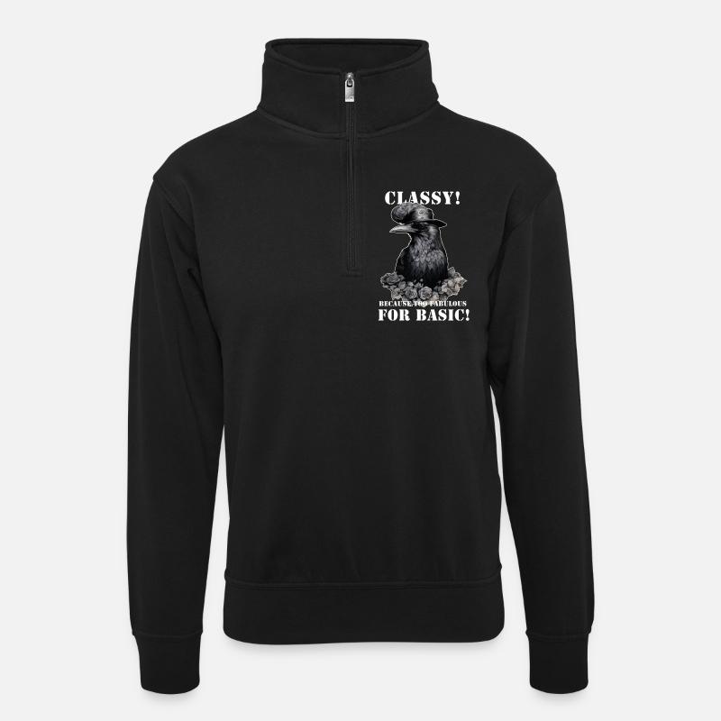 Corbeau steampunk - Sweat col montant zippé unisexe - noir