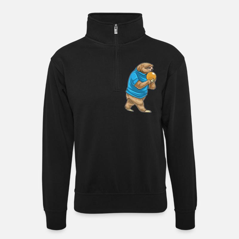 Sloth Bowling Bowling Ball - Unisex sweater with zip collar - black