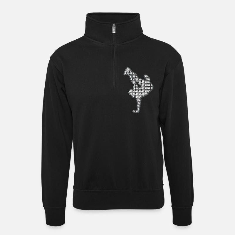Breakdance - Unisex Pullover mit Zip-Kragen - Schwarz