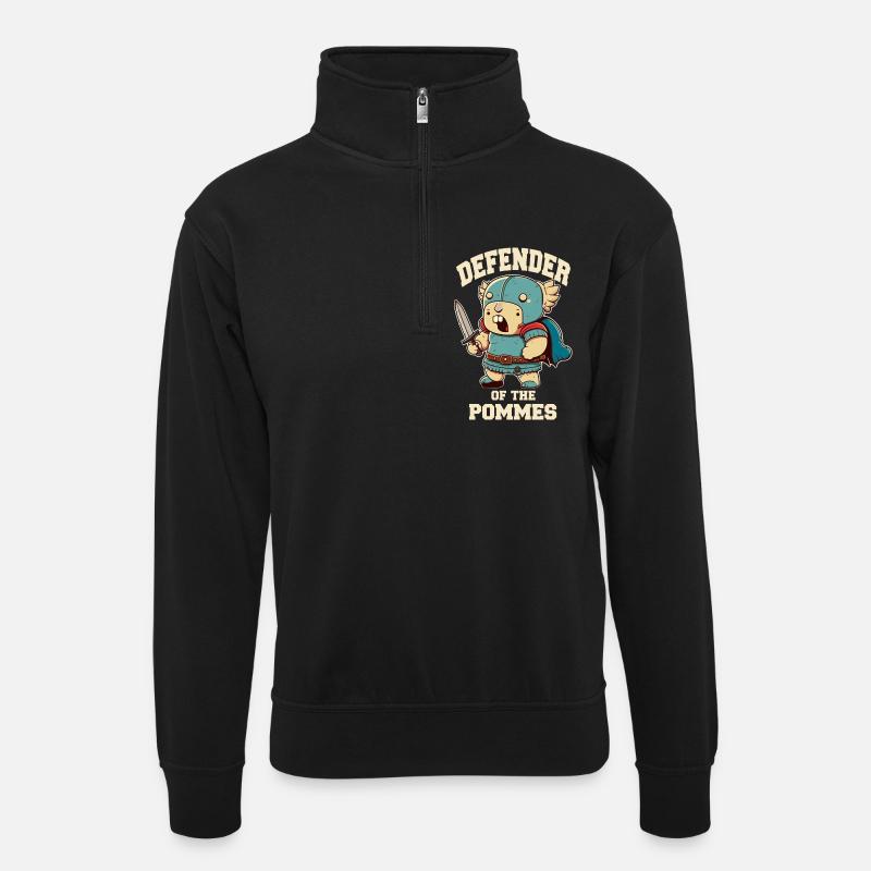 Defender Krieger mit Schwert - Unisex Pullover mit Zip-Kragen - Schwarz