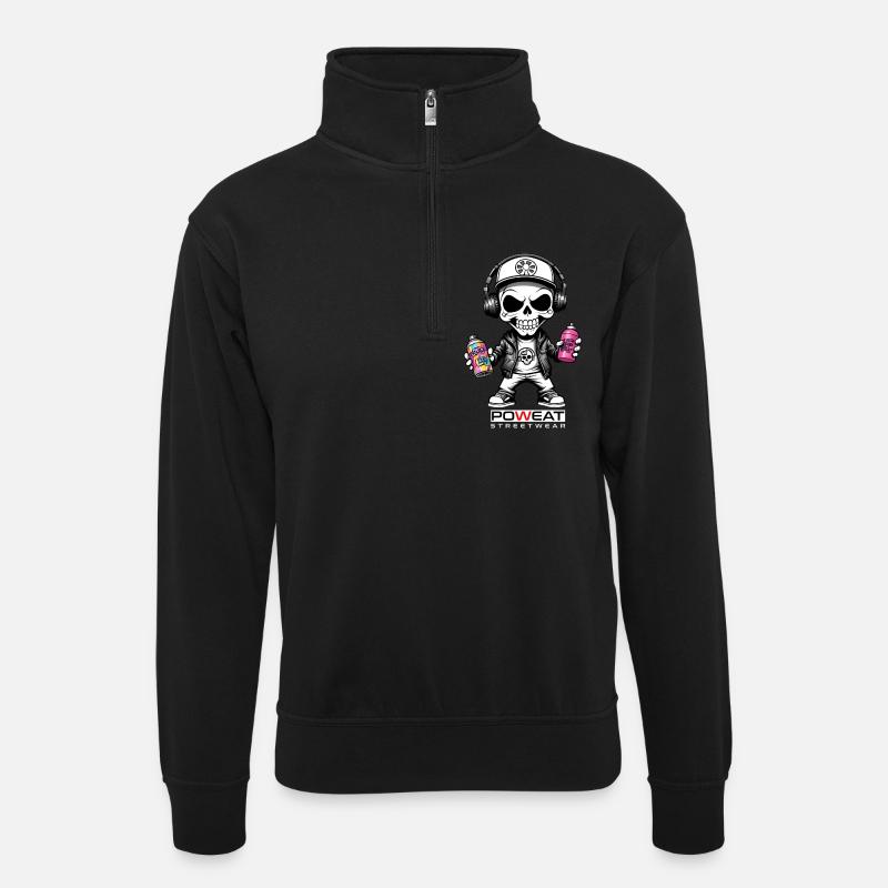 Sprayer Skull - Unisex sweater with zip collar - black