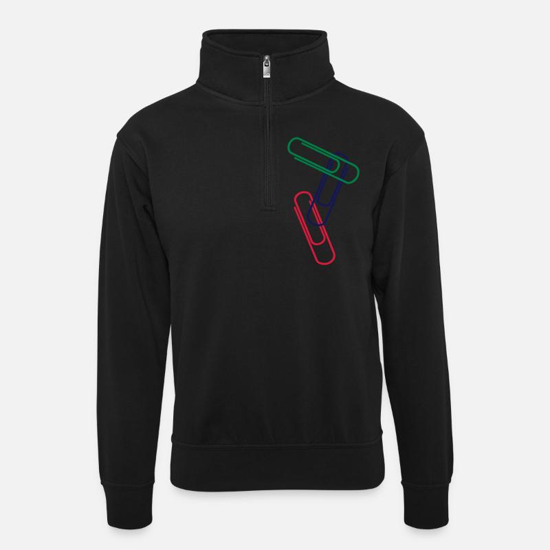 3 Büroklammern bunt rund - Unisex Pullover mit Zip-Kragen - Schwarz