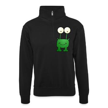 dessin animé grenouille - Sweat col montant zippé unisexe - noir - Devant
