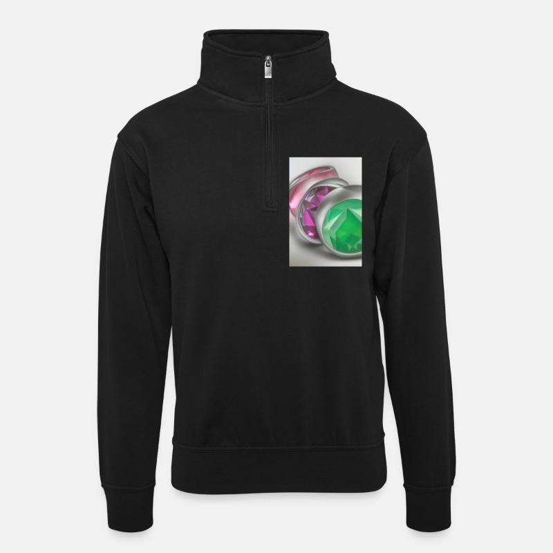 Edelsteine - Unisex Pullover mit Zip-Kragen - Schwarz