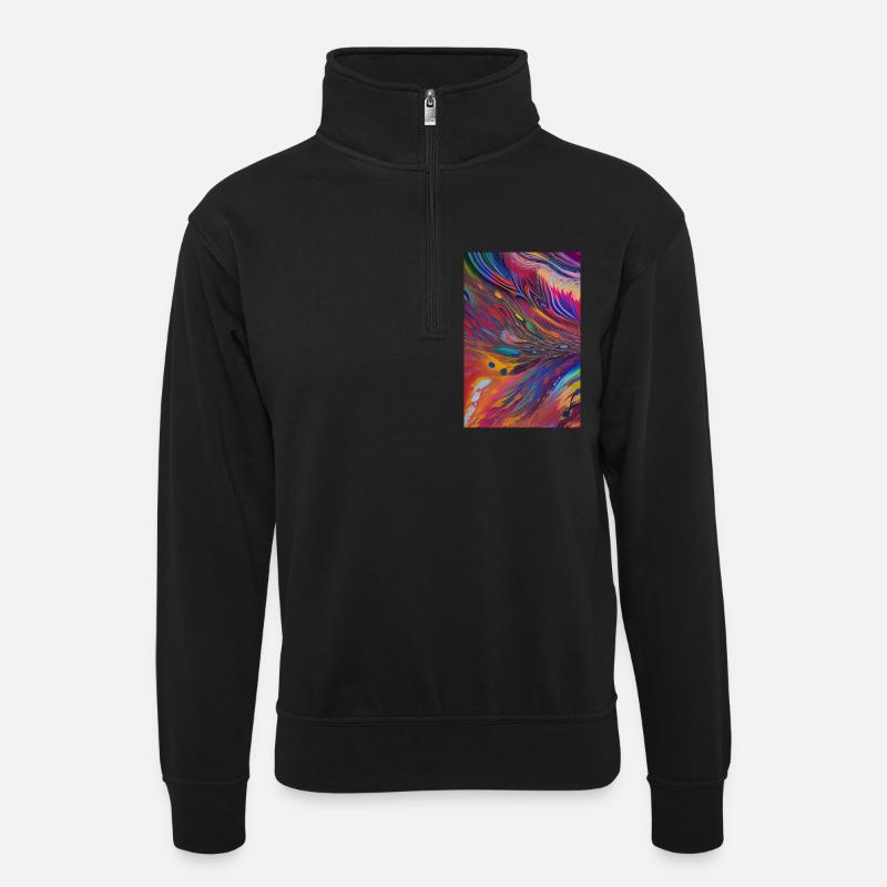 Art abstrait - Sweat col montant zippé unisexe - noir