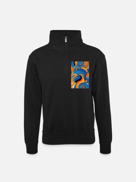 Abstract art - Unisex sweater with zip collar - black