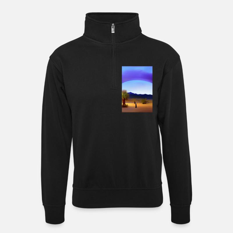 Arabische Wüste - Unisex Pullover mit Zip-Kragen - Schwarz
