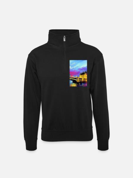 Ponts à Londres - Sweat col montant zippé unisexe - noir