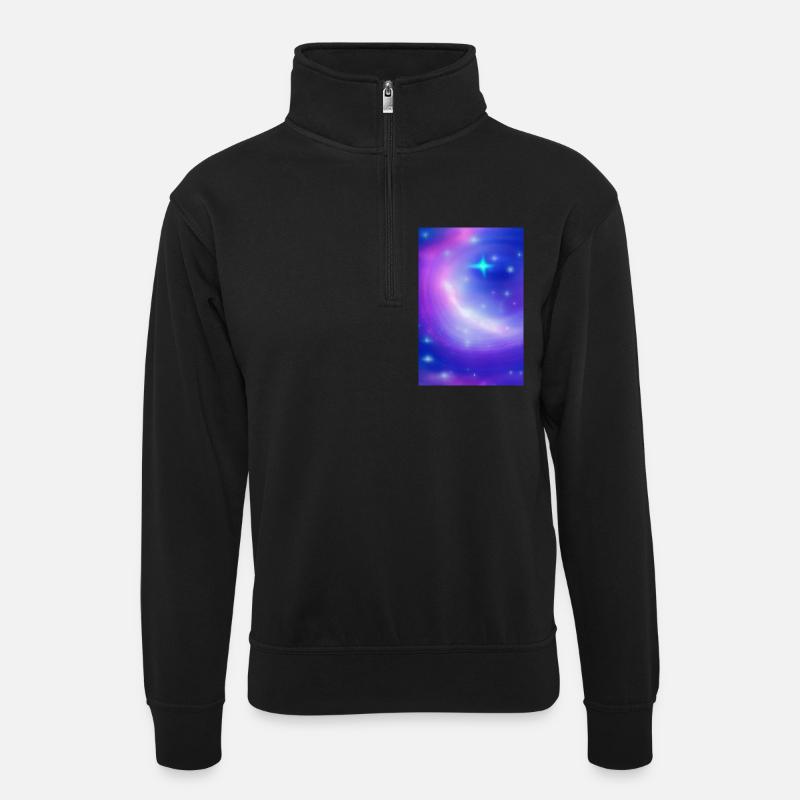 Galaxie Bild - Unisex Pullover mit Zip-Kragen - Schwarz