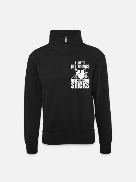 Funny Drummer Joke - Unisex sweater with zip collar - black