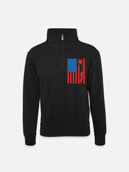 USA Welder - Unisex sweater with zip collar - black