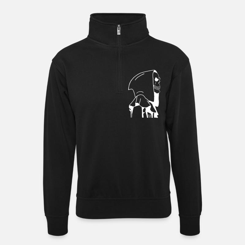 Tod im Profil - Unisex Pullover mit Zip-Kragen - Schwarz