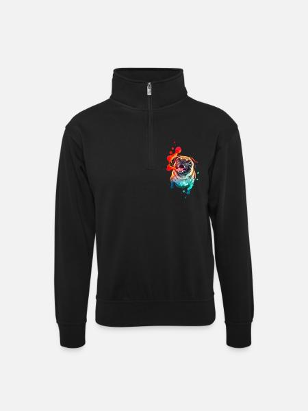 Carlin Anime Fou - Sweat col montant zippé unisexe - noir