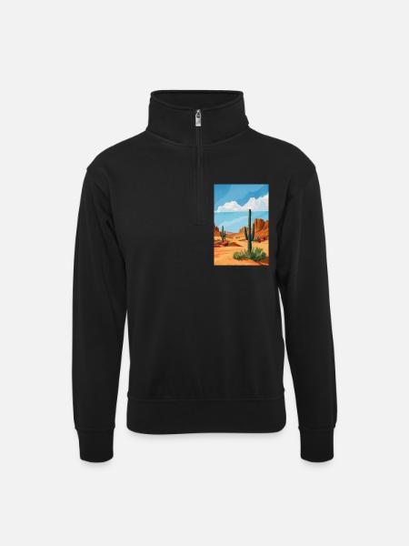 Desert Landscape Illustration Poster - Unisex sweater with zip collar - black