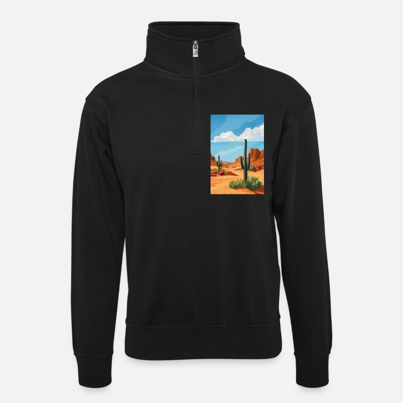 Wüstenlandschaft Illustration Poster - Unisex Pullover mit Zip-Kragen - Schwarz