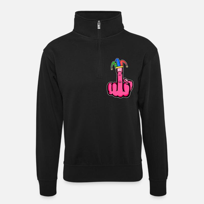 Middle Finger Stingerfinger Carnival - Unisex sweater with zip collar - black