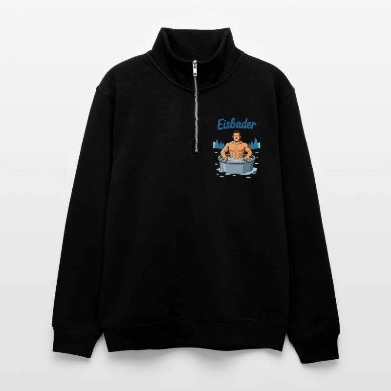 Eisbader Muskelmann im Eisbad Unisex Pullover mit Zip-Kragen