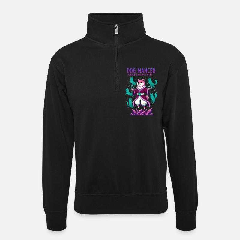 Hundemancer Hundezauberer zieht Geisthunde groß - Unisex Pullover mit Zip-Kragen - Schwarz