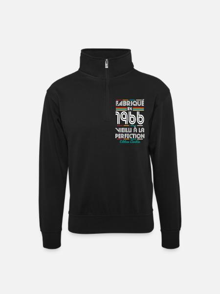1966 – Made – Aged to perfection - Unisex sweater with zip collar - black