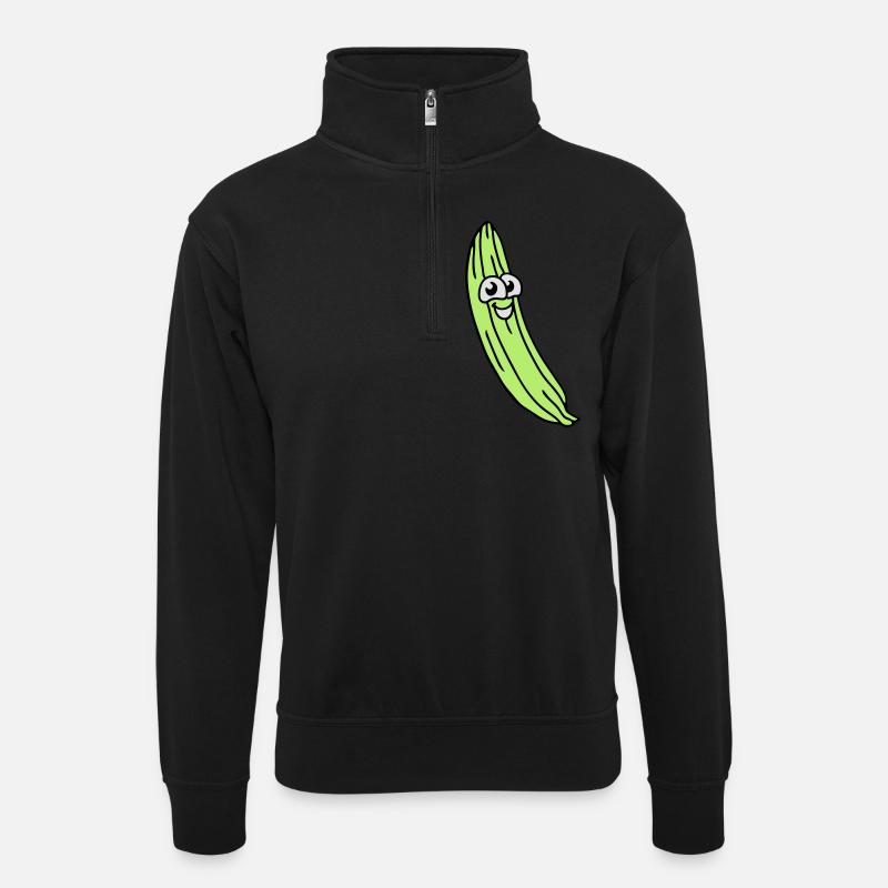 süße Gurke - Unisex Pullover mit Zip-Kragen - Schwarz