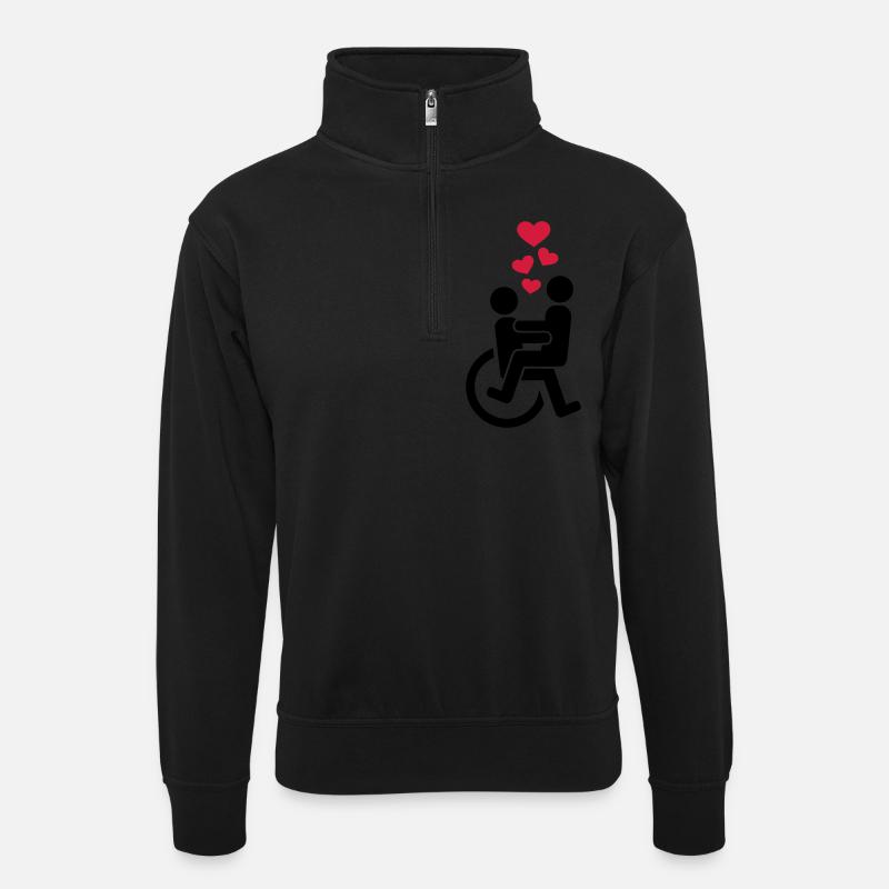 Chaise roulante - Sweat col montant zippé unisexe - noir