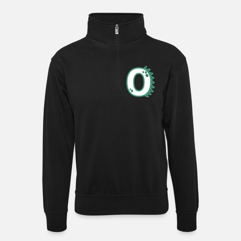 Zahl 0 - Unisex Pullover mit Zip-Kragen - Schwarz