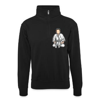 Funny judo kid - Unisex sweater with zip collar - black - Front