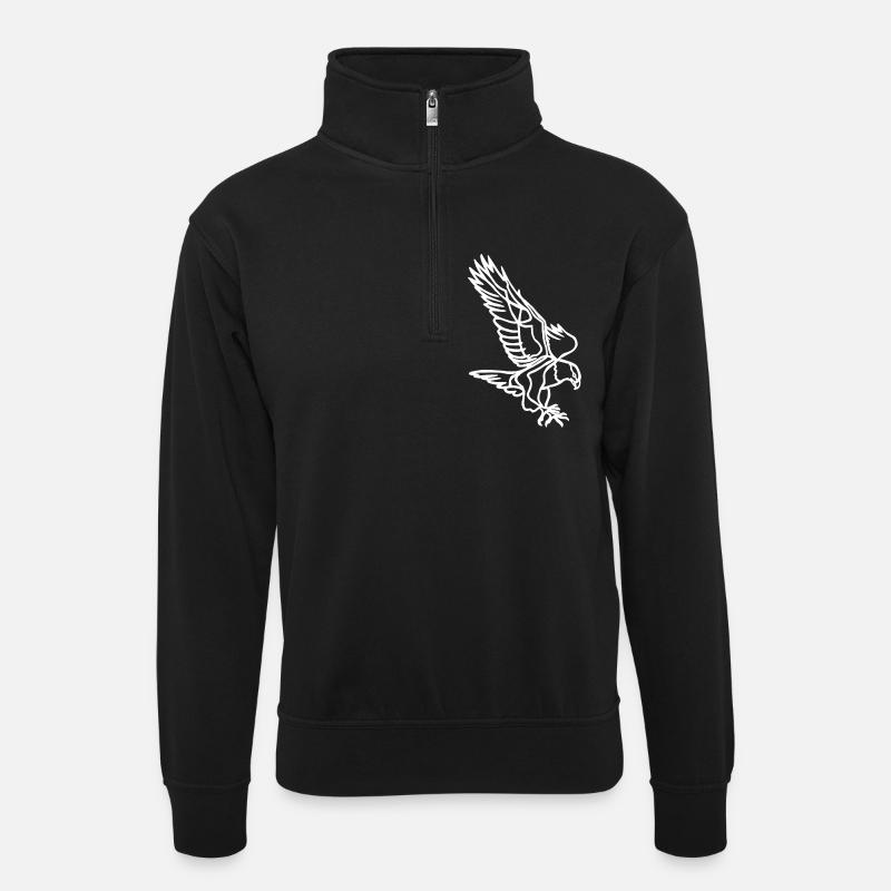 Croquis de l'aigle blanc - Sweat col montant zippé unisexe - noir
