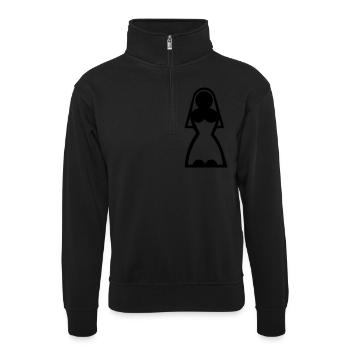 Braut - Unisex Pullover mit Zip-Kragen - Schwarz - Vorne