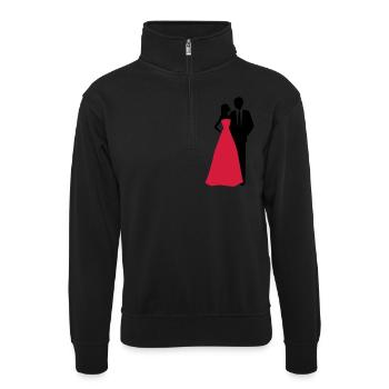 Couples de mariage, jeune mariée, marié - Sweat col montant zippé unisexe - noir - Devant