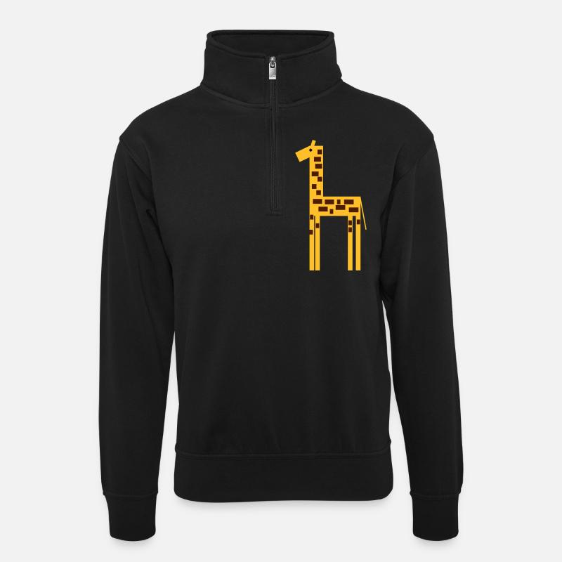 giraffe 2 - Unisex Pullover mit Zip-Kragen - Schwarz