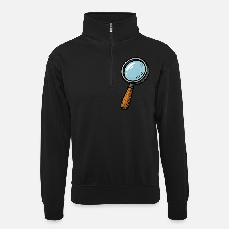lupe - Unisex Pullover mit Zip-Kragen - Schwarz