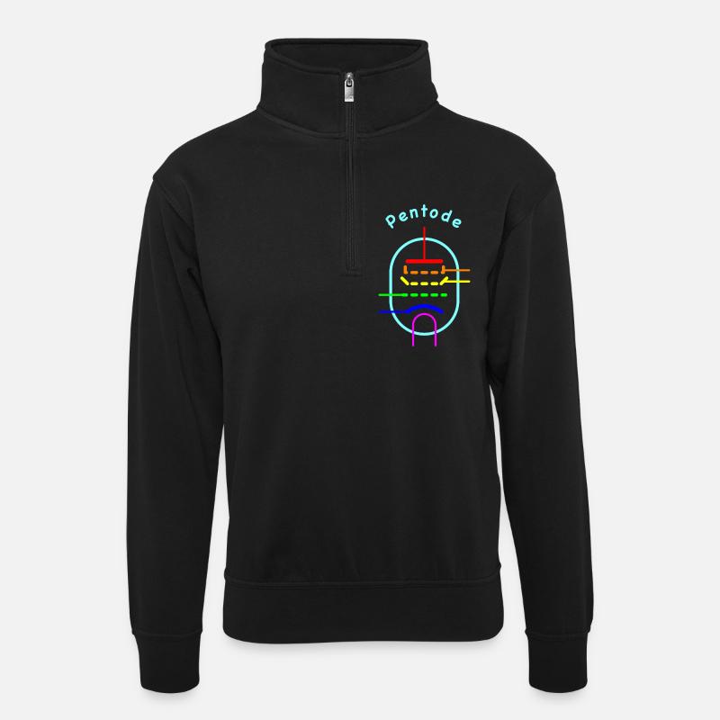 Regenbogen Pentode - Vakuumröhren-Symbol - Unisex Pullover mit Zip-Kragen - Schwarz